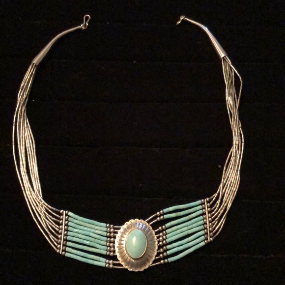 Southwestern Jewelry - Turquoise Sterling Silver Necklace